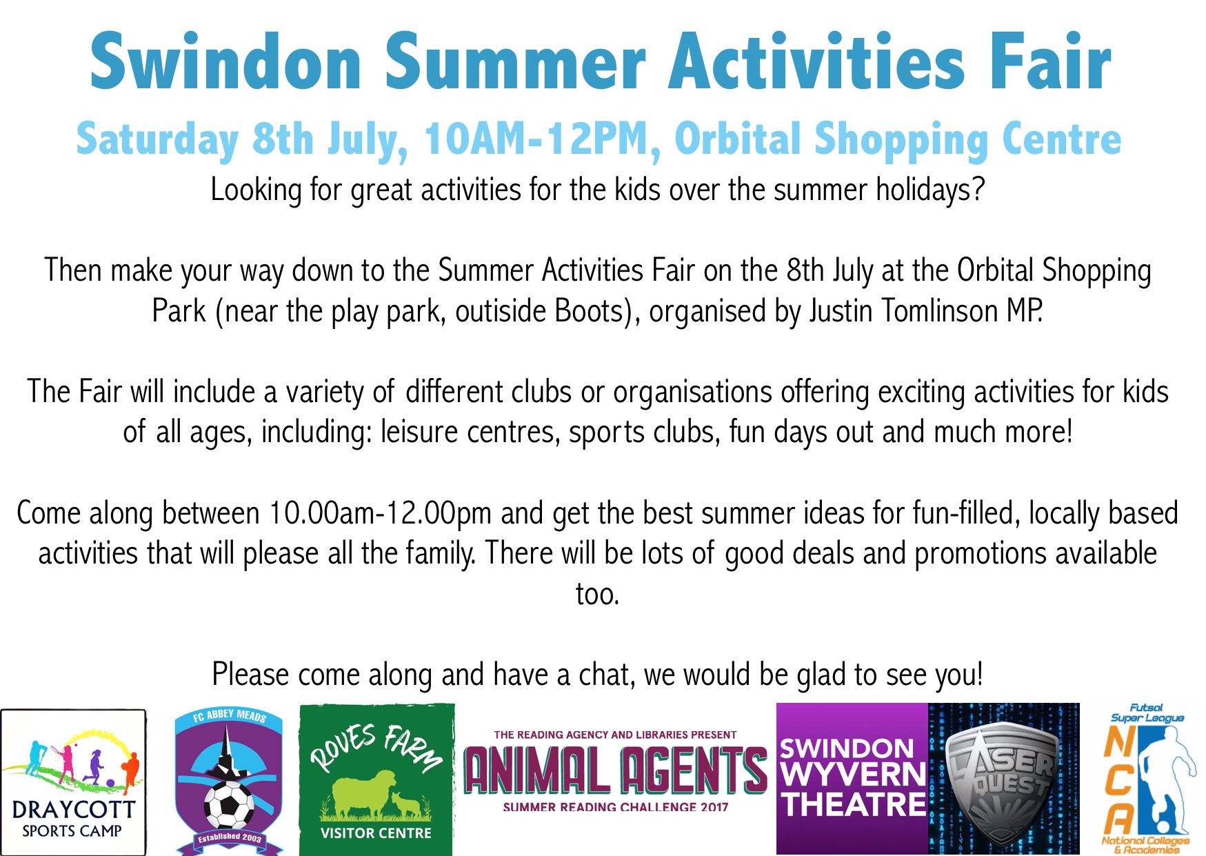 Justin Encourages North Swindon Residents To Visit Summer Activities Fair This Saturday