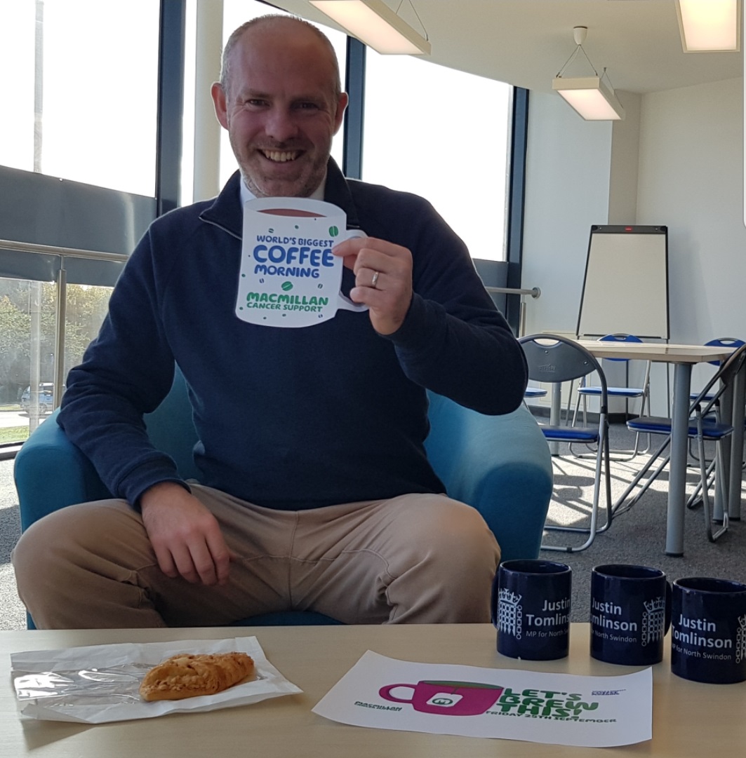 Justin Raises a Mug For Virtual Macmillan Coffee Morning