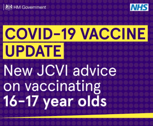 JCVI Issues Updated Advice On COVID-19 Vaccination Of Young People Aged 16 To 17